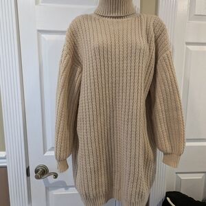 Forever 21 Textured Beige Turtleneck Sweater